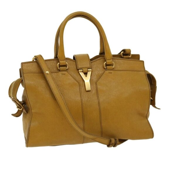 SAINT LAURENT Hand Bag Leather 2way Yellow Auth - Picture 1 of 16